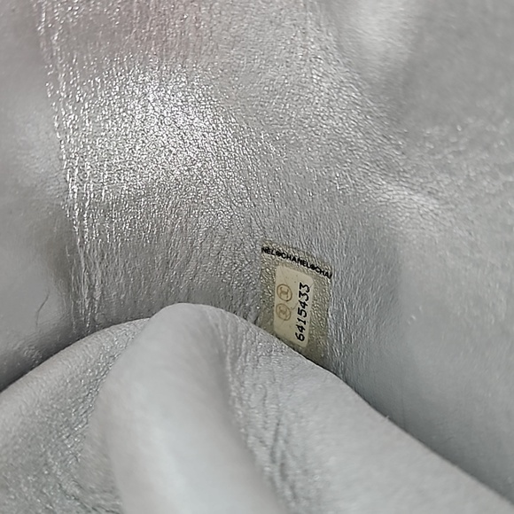 CHANEL Metallic Silver Mini Bag Chain Strap Turnlock w/Card - Picture 13 of 14